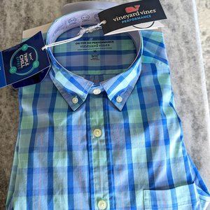 Vineyard Vines Medium Button Down Shirt On-The-Go Performance Triple Chill